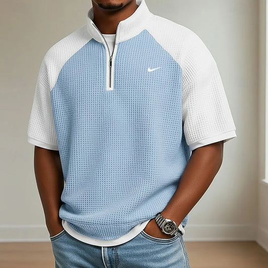 2026 Men's Waffle Knit Short-Sleeve Polo Shirt mySite