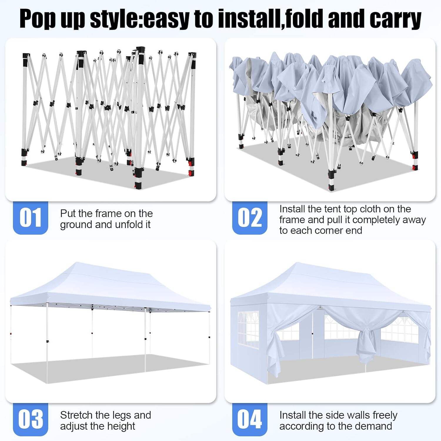 🔥[Hot sale]🔥10x20Pop up Canopy Tent with 6 sidewalls Commercial Heavy Duty Canopy UPF 50+ All Weather Waterproof Outdoor Wedding Party Tents mysite