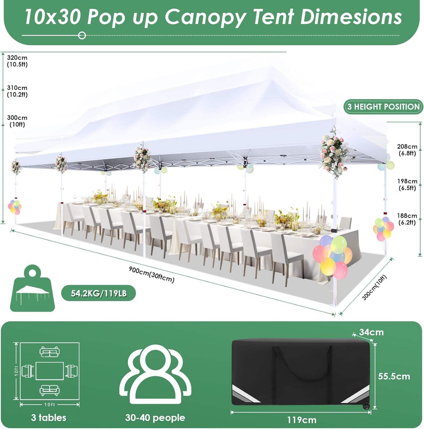 🔥[Hot sale]🔥10x20Pop up Canopy Tent with 6 sidewalls Commercial Heavy Duty Canopy UPF 50+ All Weather Waterproof Outdoor Wedding Party Tents mysite