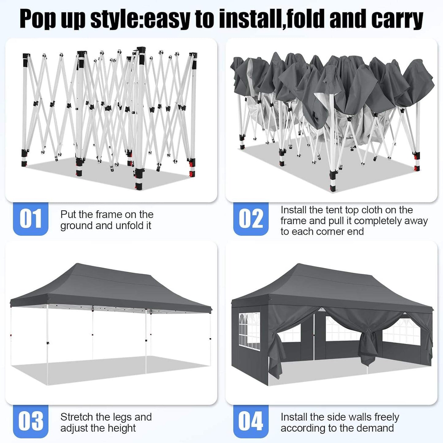 🔥[Hot sale]🔥10x20Pop up Canopy Tent with 6 sidewalls Commercial Heavy Duty Canopy UPF 50+ All Weather Waterproof Outdoor Wedding Party Tents mysite
