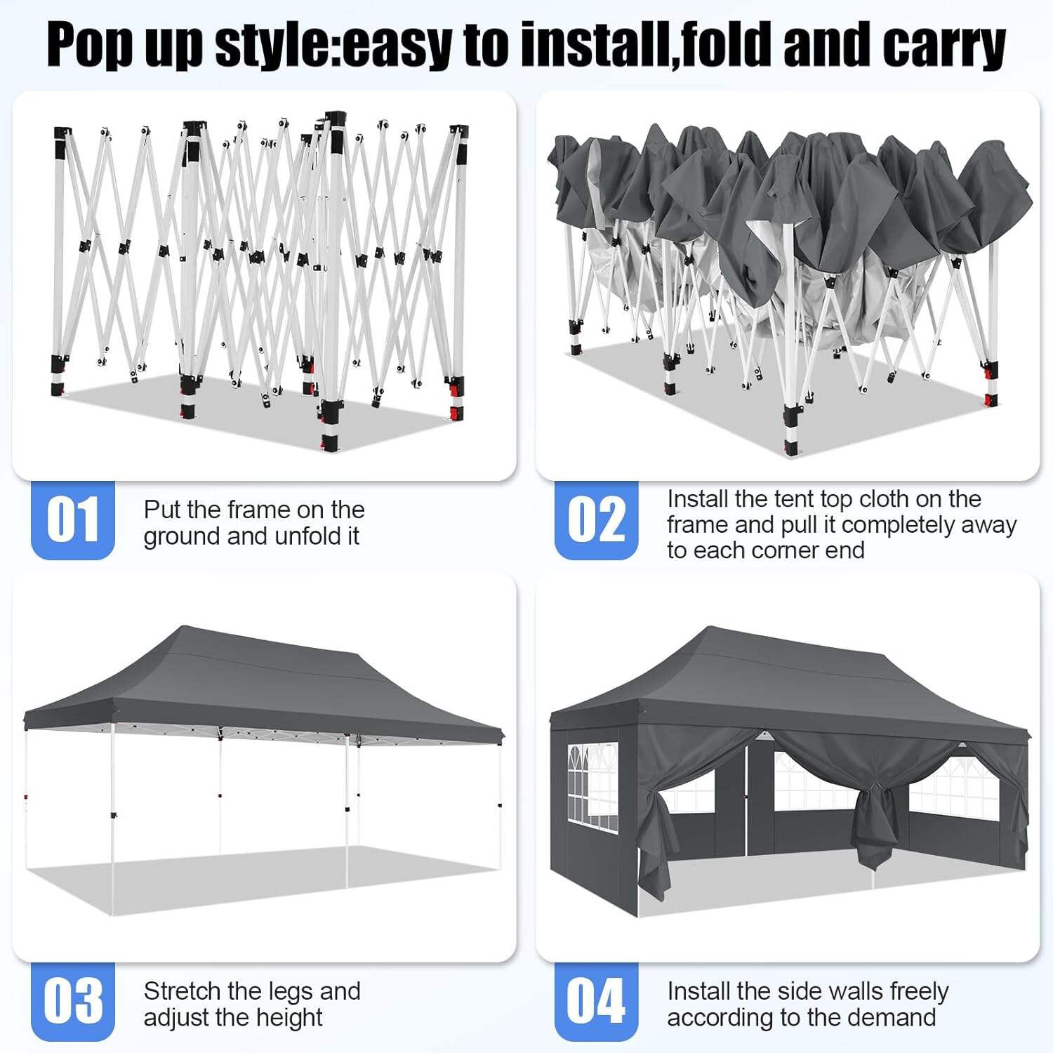 🔥[Hot sale]🔥10x20Pop up Canopy Tent with 6 sidewalls Commercial Heavy Duty Canopy UPF 50+ All Weather Waterproof Outdoor Wedding Party Tents mysite