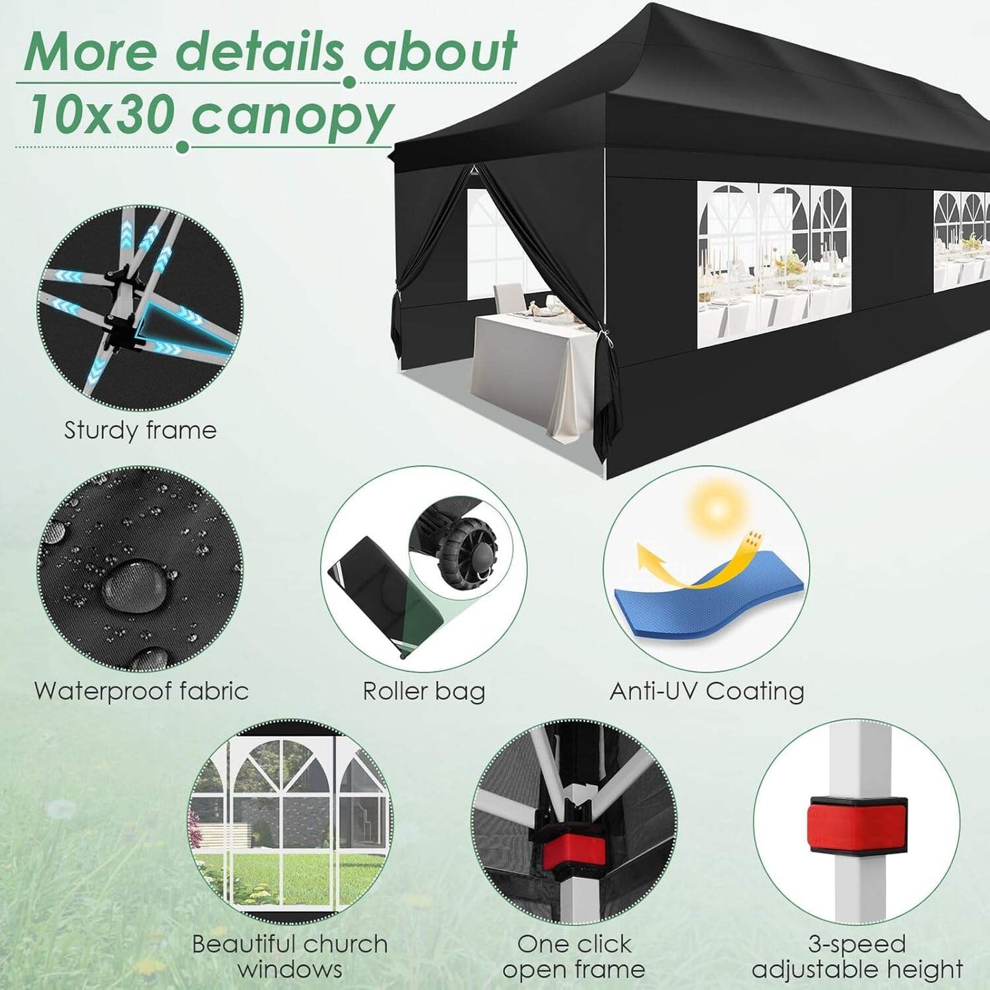🔥[Hot sale]🔥10x20Pop up Canopy Tent with 6 sidewalls Commercial Heavy Duty Canopy UPF 50+ All Weather Waterproof Outdoor Wedding Party Tents mysite