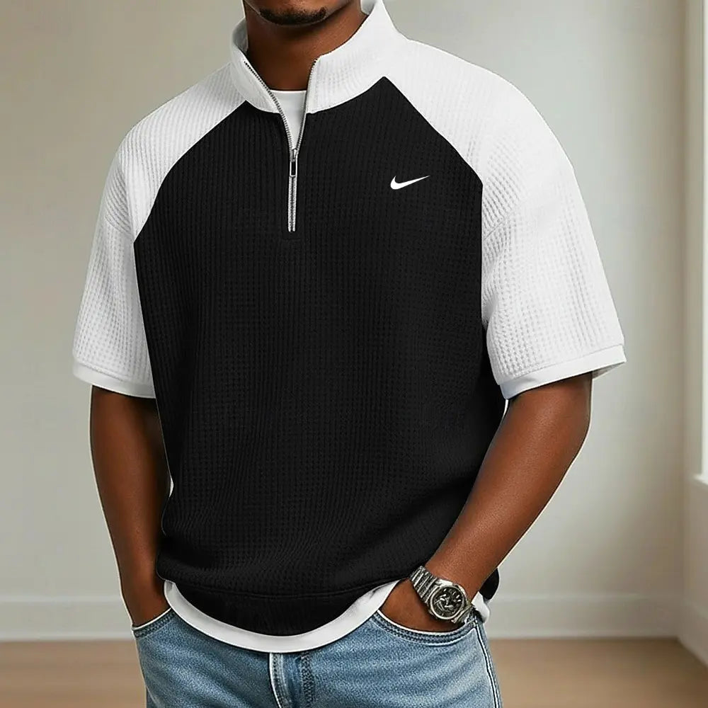 2026 Men's Waffle Knit Short-Sleeve Polo Shirt mySite