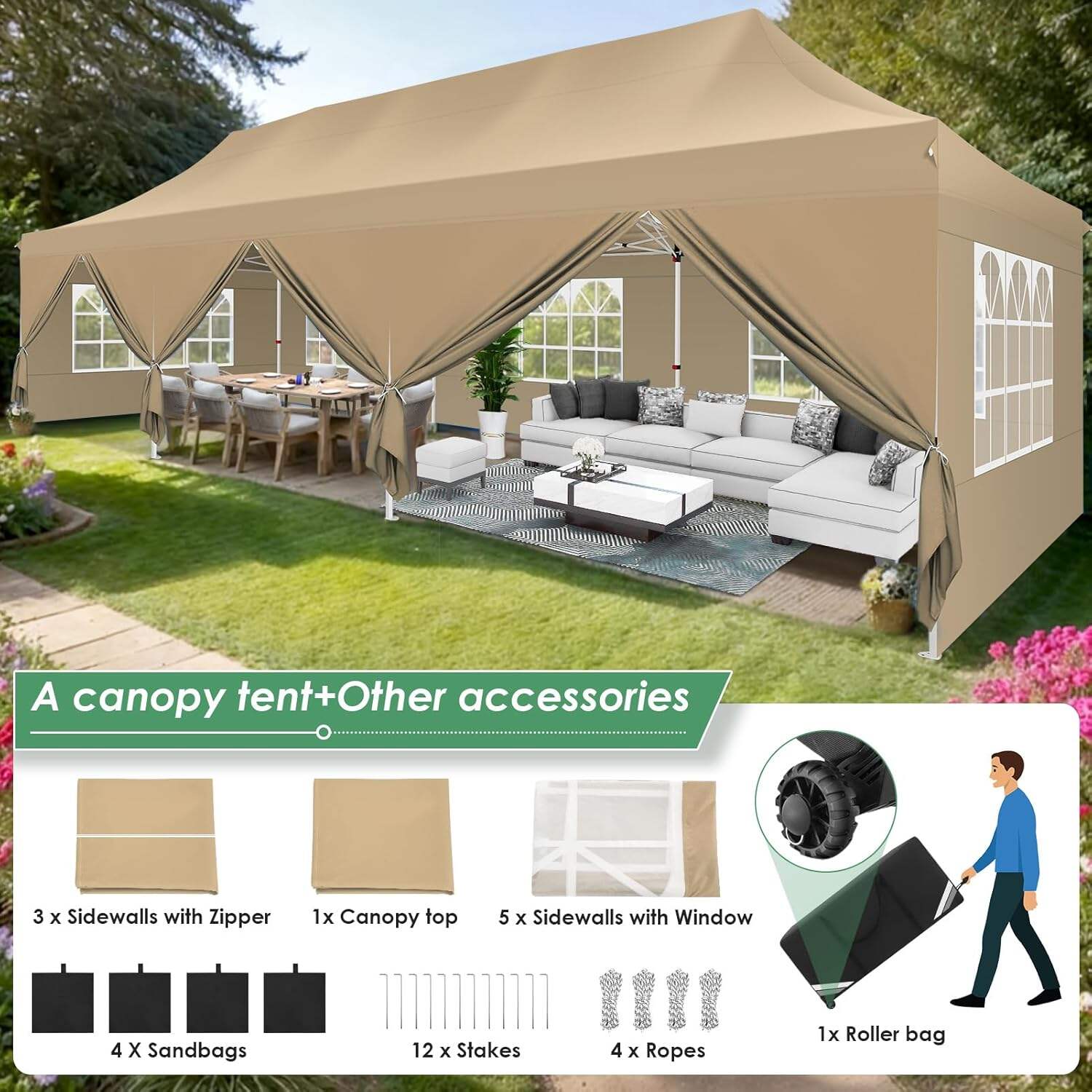 🔥[Hot sale]🔥10x20Pop up Canopy Tent with 6 sidewalls Commercial Heavy Duty Canopy UPF 50+ All Weather Waterproof Outdoor Wedding Party Tents mysite