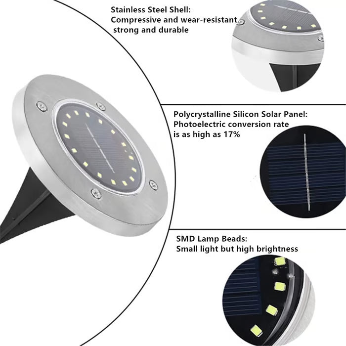 ☀️ Solar Powered 8-LED Ground Lights | Outdoor Pathway Lighting Ggtt