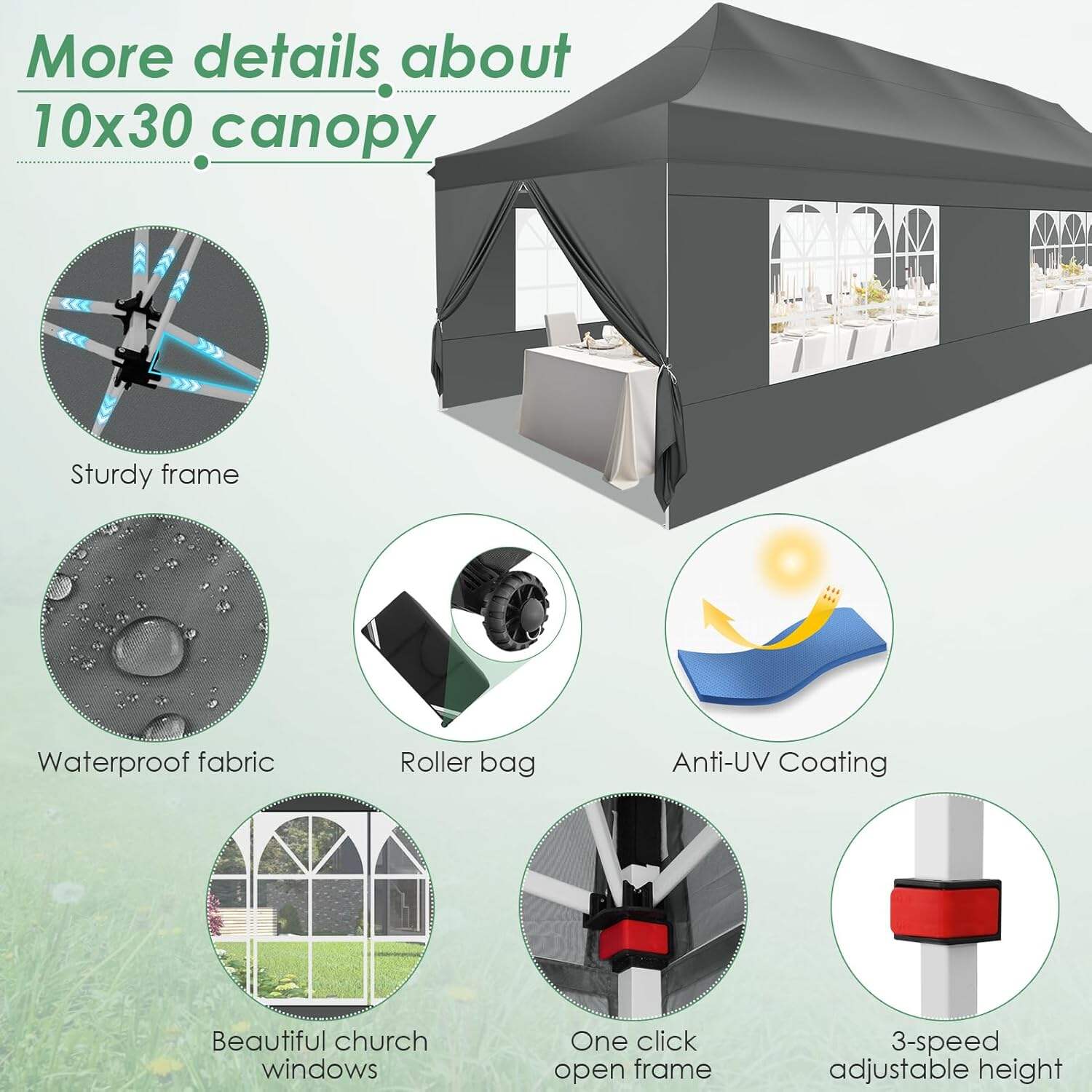 🔥[Hot sale]🔥10x20Pop up Canopy Tent with 6 sidewalls Commercial Heavy Duty Canopy UPF 50+ All Weather Waterproof Outdoor Wedding Party Tents mysite