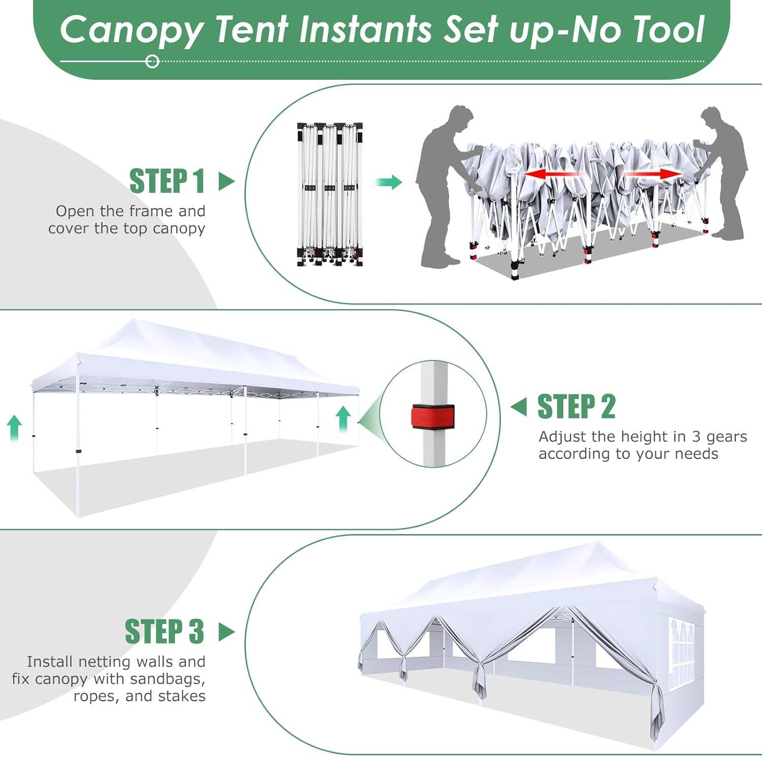🔥[Hot sale]🔥10x20Pop up Canopy Tent with 6 sidewalls Commercial Heavy Duty Canopy UPF 50+ All Weather Waterproof Outdoor Wedding Party Tents mysite