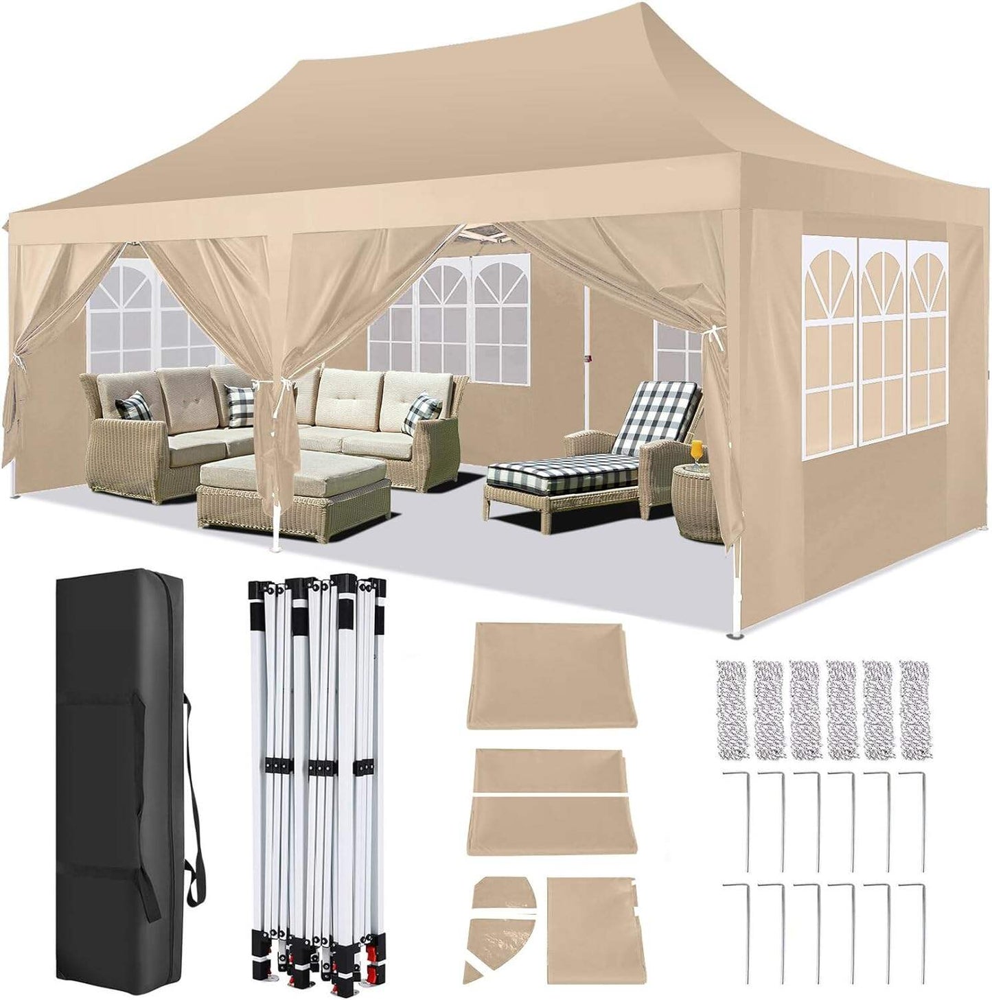 🔥[Hot sale]🔥10x20Pop up Canopy Tent with 6 sidewalls Commercial Heavy Duty Canopy UPF 50+ All Weather Waterproof Outdoor Wedding Party Tents mysite