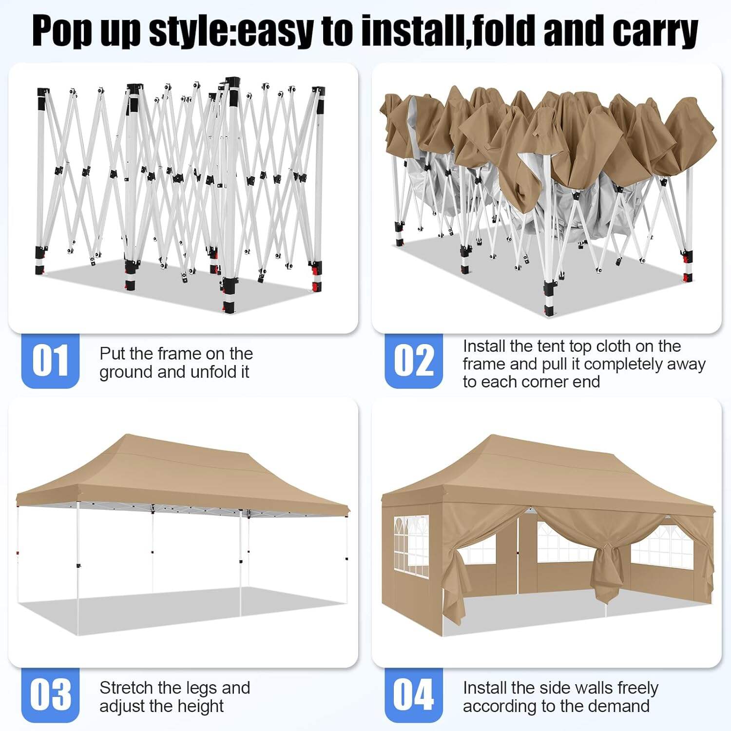 🔥[Hot sale]🔥10x20Pop up Canopy Tent with 6 sidewalls Commercial Heavy Duty Canopy UPF 50+ All Weather Waterproof Outdoor Wedding Party Tents mysite