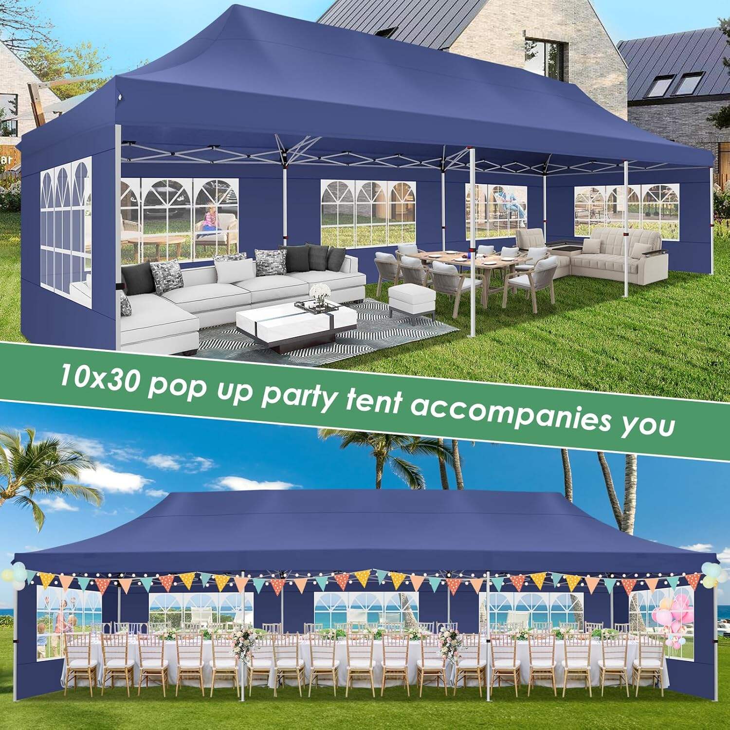 🔥[Hot sale]🔥10x20Pop up Canopy Tent with 6 sidewalls Commercial Heavy Duty Canopy UPF 50+ All Weather Waterproof Outdoor Wedding Party Tents mysite