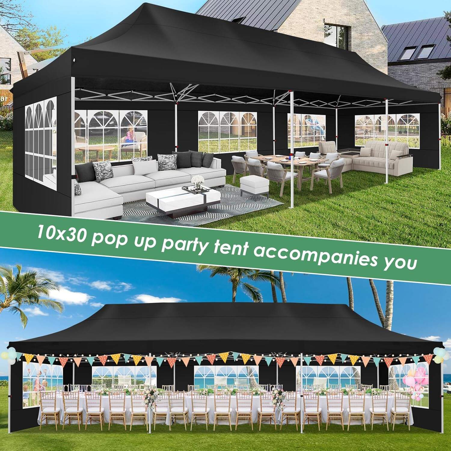🔥[Hot sale]🔥10x20Pop up Canopy Tent with 6 sidewalls Commercial Heavy Duty Canopy UPF 50+ All Weather Waterproof Outdoor Wedding Party Tents mysite