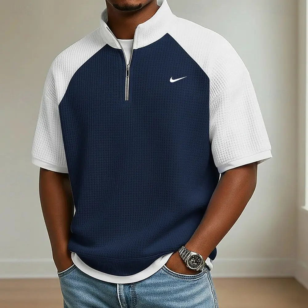 2026 Men's Waffle Knit Short-Sleeve Polo Shirt mySite