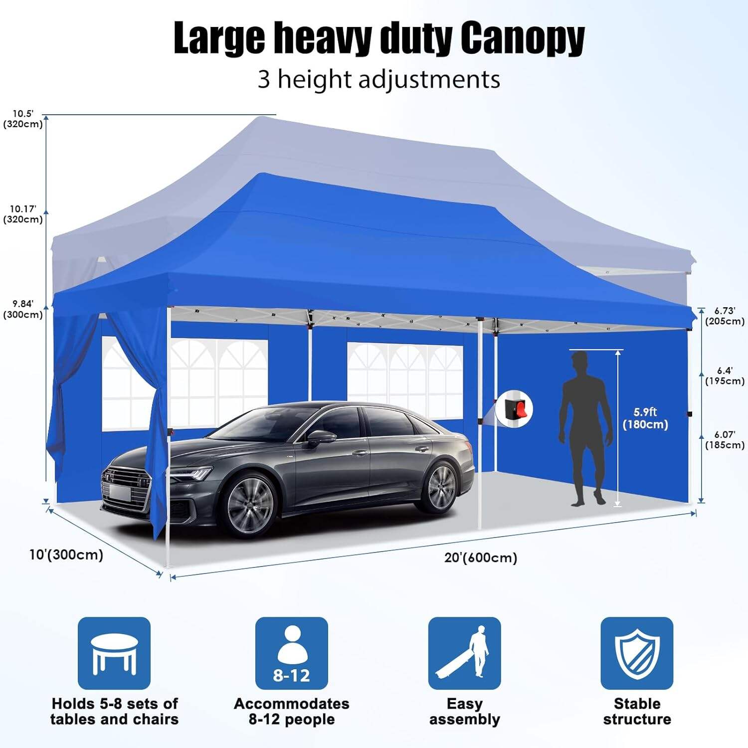 🔥[Hot sale]🔥10x20Pop up Canopy Tent with 6 sidewalls Commercial Heavy Duty Canopy UPF 50+ All Weather Waterproof Outdoor Wedding Party Tents mysite