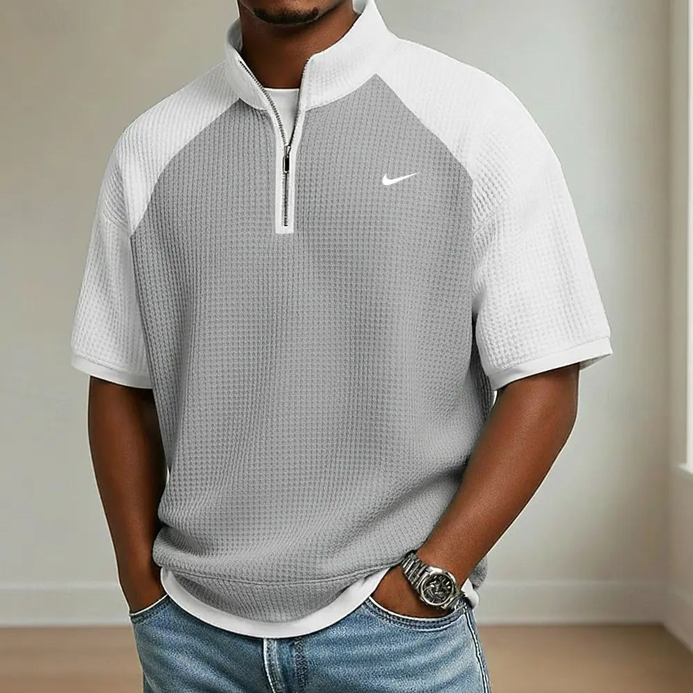 2026 Men's Waffle Knit Short-Sleeve Polo Shirt mySite