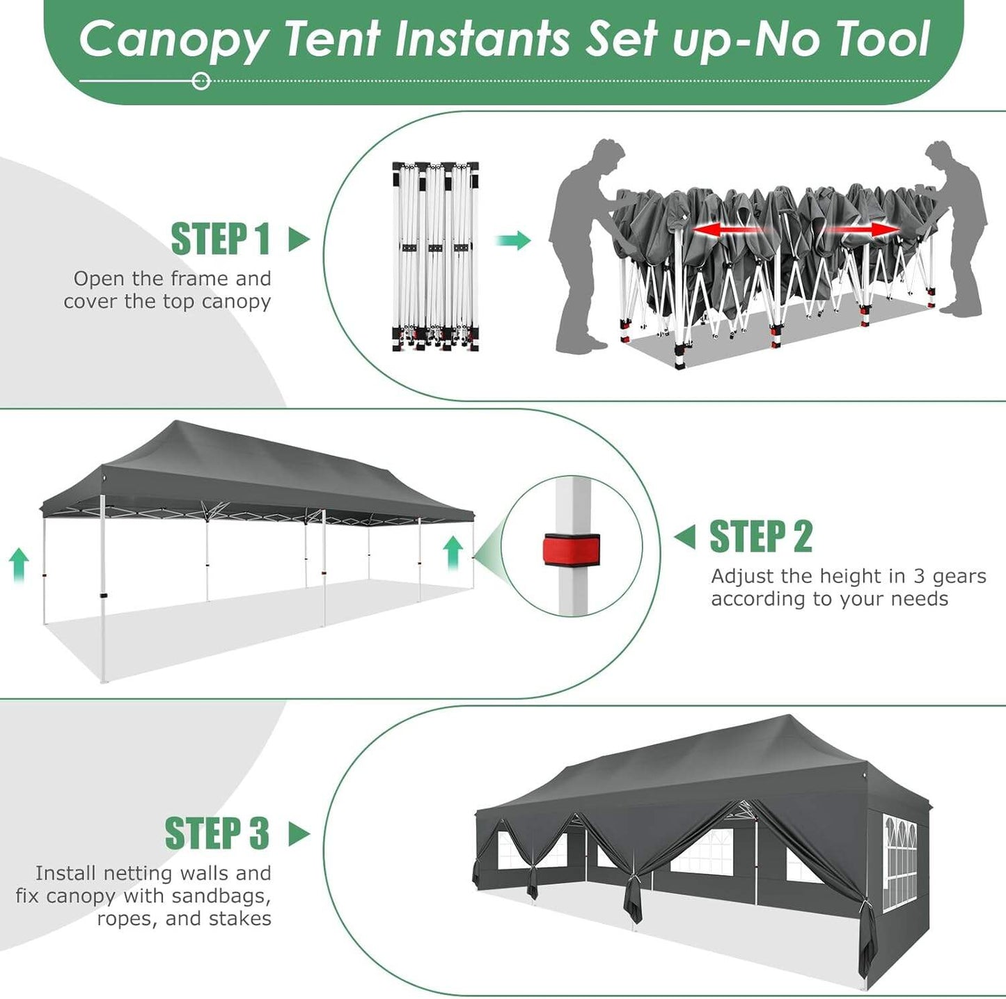 🔥[Hot sale]🔥10x20Pop up Canopy Tent with 6 sidewalls Commercial Heavy Duty Canopy UPF 50+ All Weather Waterproof Outdoor Wedding Party Tents mysite