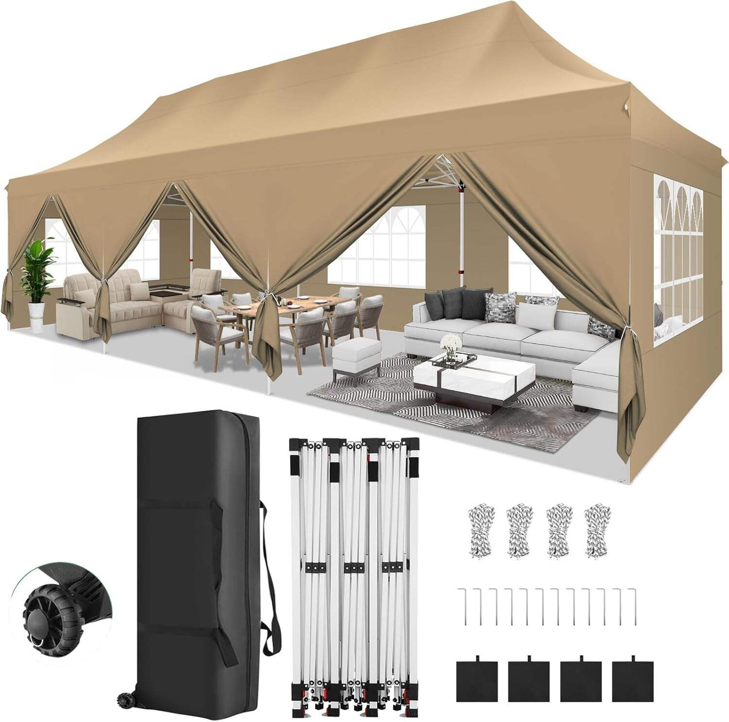 🔥[Hot sale]🔥10x20Pop up Canopy Tent with 6 sidewalls Commercial Heavy Duty Canopy UPF 50+ All Weather Waterproof Outdoor Wedding Party Tents mysite