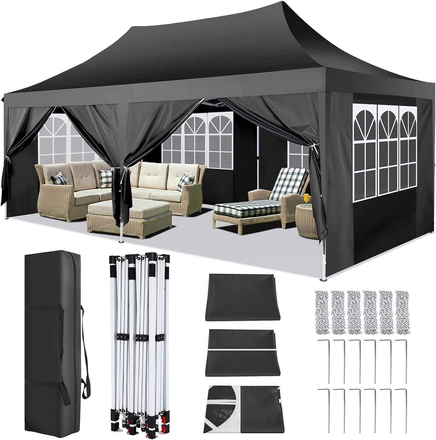 🔥[Hot sale]🔥10x20Pop up Canopy Tent with 6 sidewalls Commercial Heavy Duty Canopy UPF 50+ All Weather Waterproof Outdoor Wedding Party Tents mysite