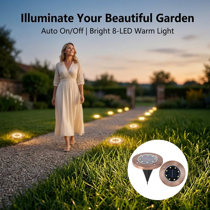 ☀️ Solar Powered 8-LED Ground Lights | Outdoor Pathway Lighting Ggtt
