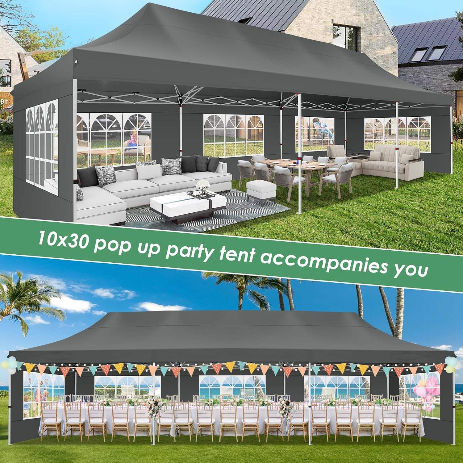 🔥[Hot sale]🔥10x20Pop up Canopy Tent with 6 sidewalls Commercial Heavy Duty Canopy UPF 50+ All Weather Waterproof Outdoor Wedding Party Tents mysite