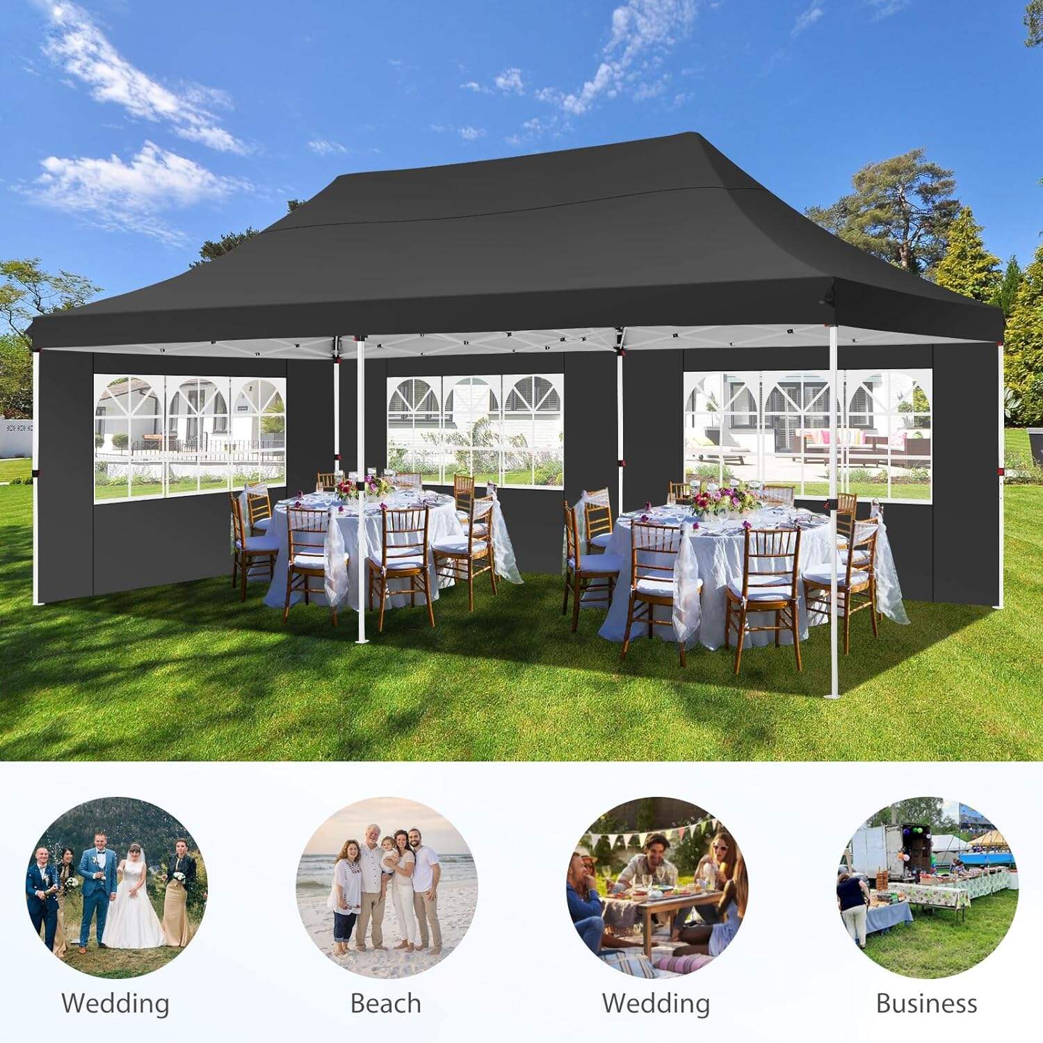 🔥[Hot sale]🔥10x20Pop up Canopy Tent with 6 sidewalls Commercial Heavy Duty Canopy UPF 50+ All Weather Waterproof Outdoor Wedding Party Tents mysite