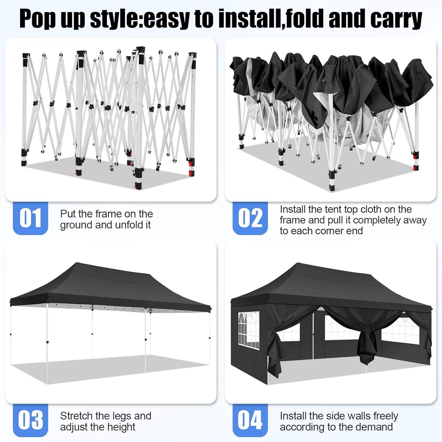 🔥[Hot sale]🔥10x20Pop up Canopy Tent with 6 sidewalls Commercial Heavy Duty Canopy UPF 50+ All Weather Waterproof Outdoor Wedding Party Tents mysite