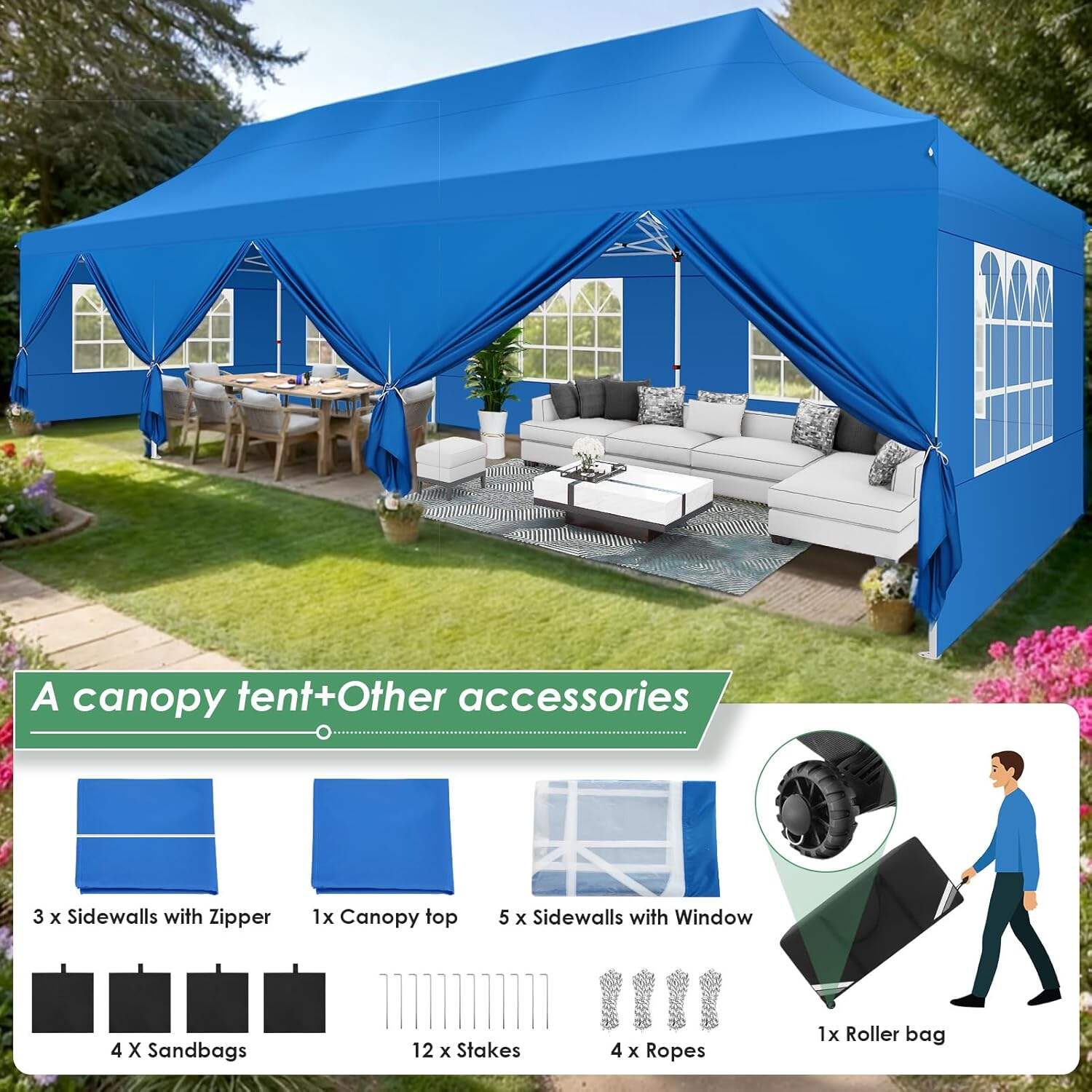 🔥[Hot sale]🔥10x20Pop up Canopy Tent with 6 sidewalls Commercial Heavy Duty Canopy UPF 50+ All Weather Waterproof Outdoor Wedding Party Tents mysite