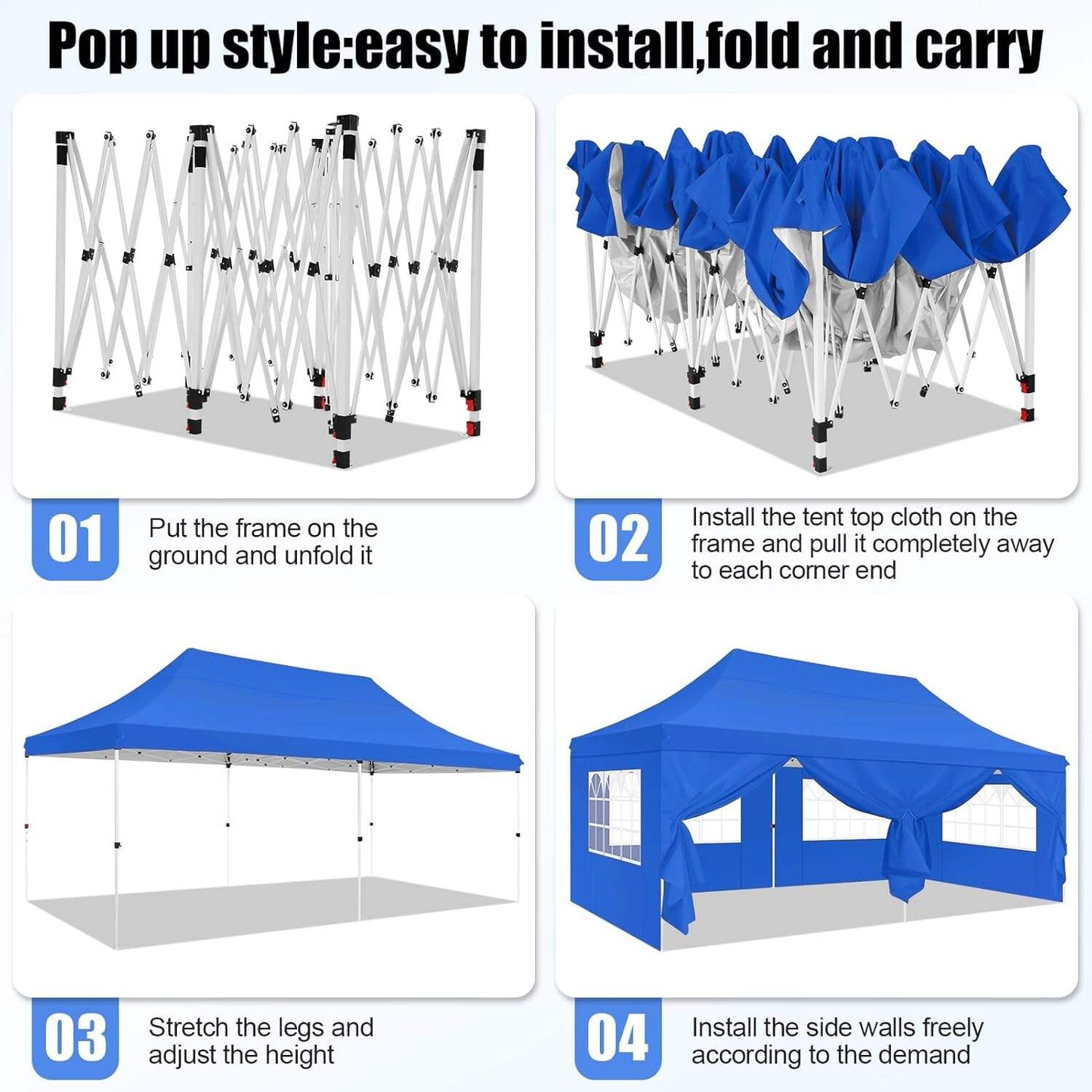 🔥[Hot sale]🔥10x20Pop up Canopy Tent with 6 sidewalls Commercial Heavy Duty Canopy UPF 50+ All Weather Waterproof Outdoor Wedding Party Tents mysite