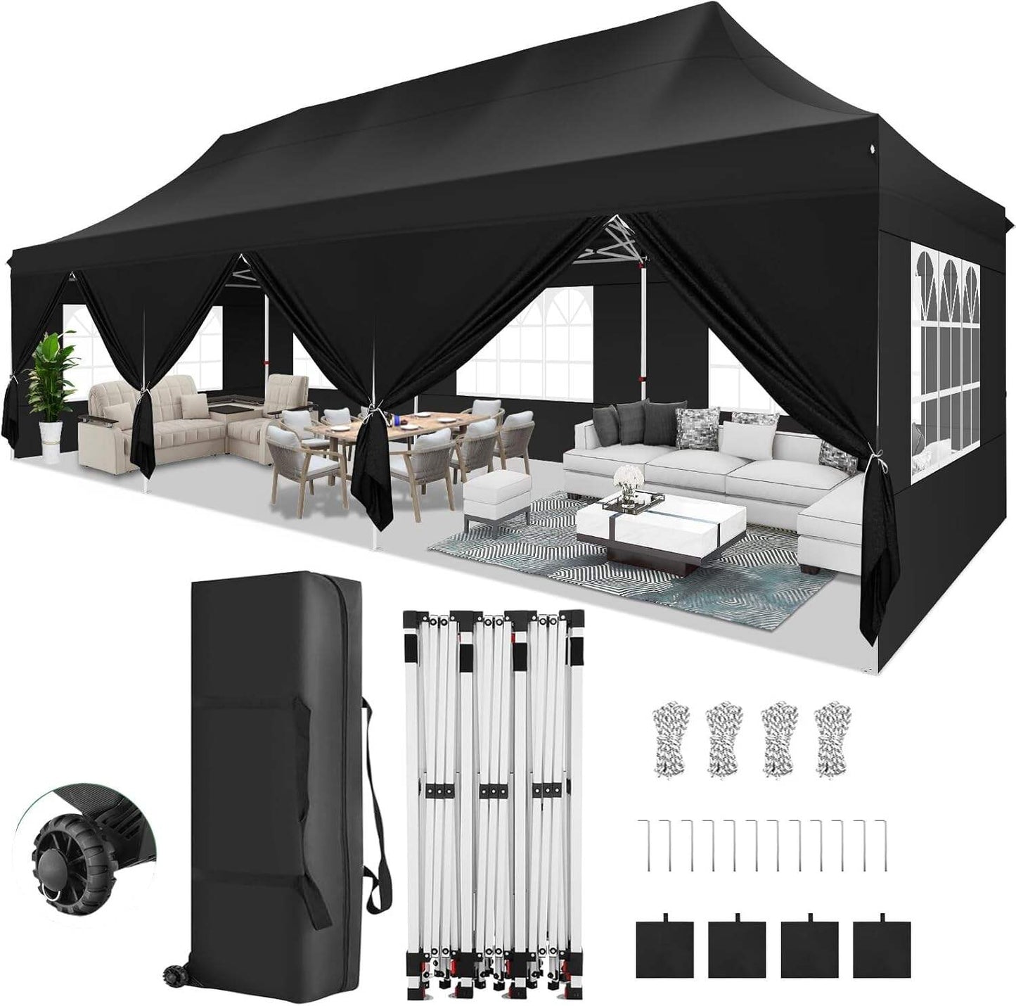 🔥[Hot sale]🔥10x20Pop up Canopy Tent with 6 sidewalls Commercial Heavy Duty Canopy UPF 50+ All Weather Waterproof Outdoor Wedding Party Tents mysite