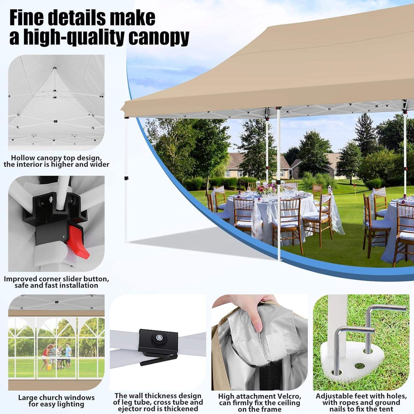 🔥[Hot sale]🔥10x20Pop up Canopy Tent with 6 sidewalls Commercial Heavy Duty Canopy UPF 50+ All Weather Waterproof Outdoor Wedding Party Tents mysite