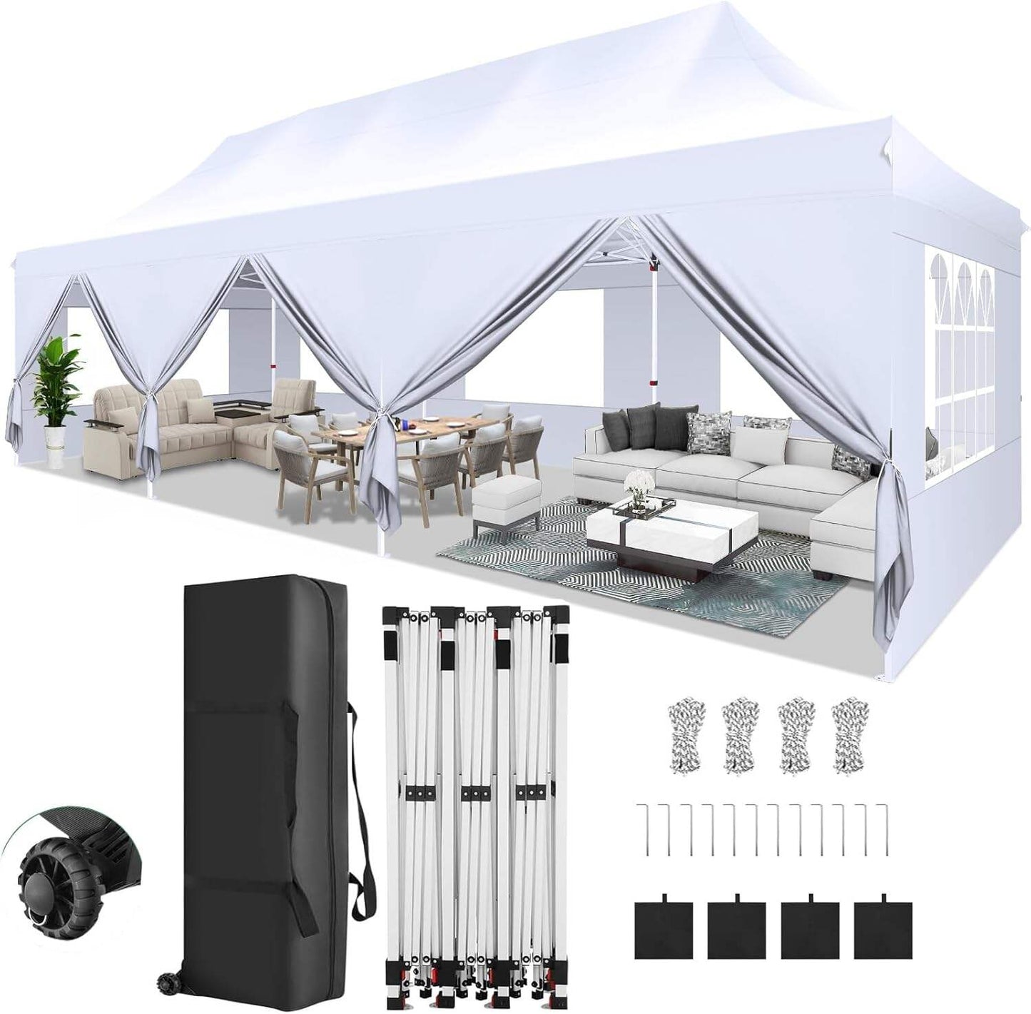 🔥[Hot sale]🔥10x20Pop up Canopy Tent with 6 sidewalls Commercial Heavy Duty Canopy UPF 50+ All Weather Waterproof Outdoor Wedding Party Tents mysite