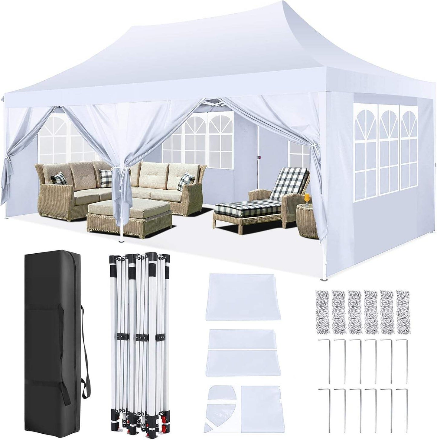 🔥[Hot sale]🔥10x20Pop up Canopy Tent with 6 sidewalls Commercial Heavy Duty Canopy UPF 50+ All Weather Waterproof Outdoor Wedding Party Tents mysite