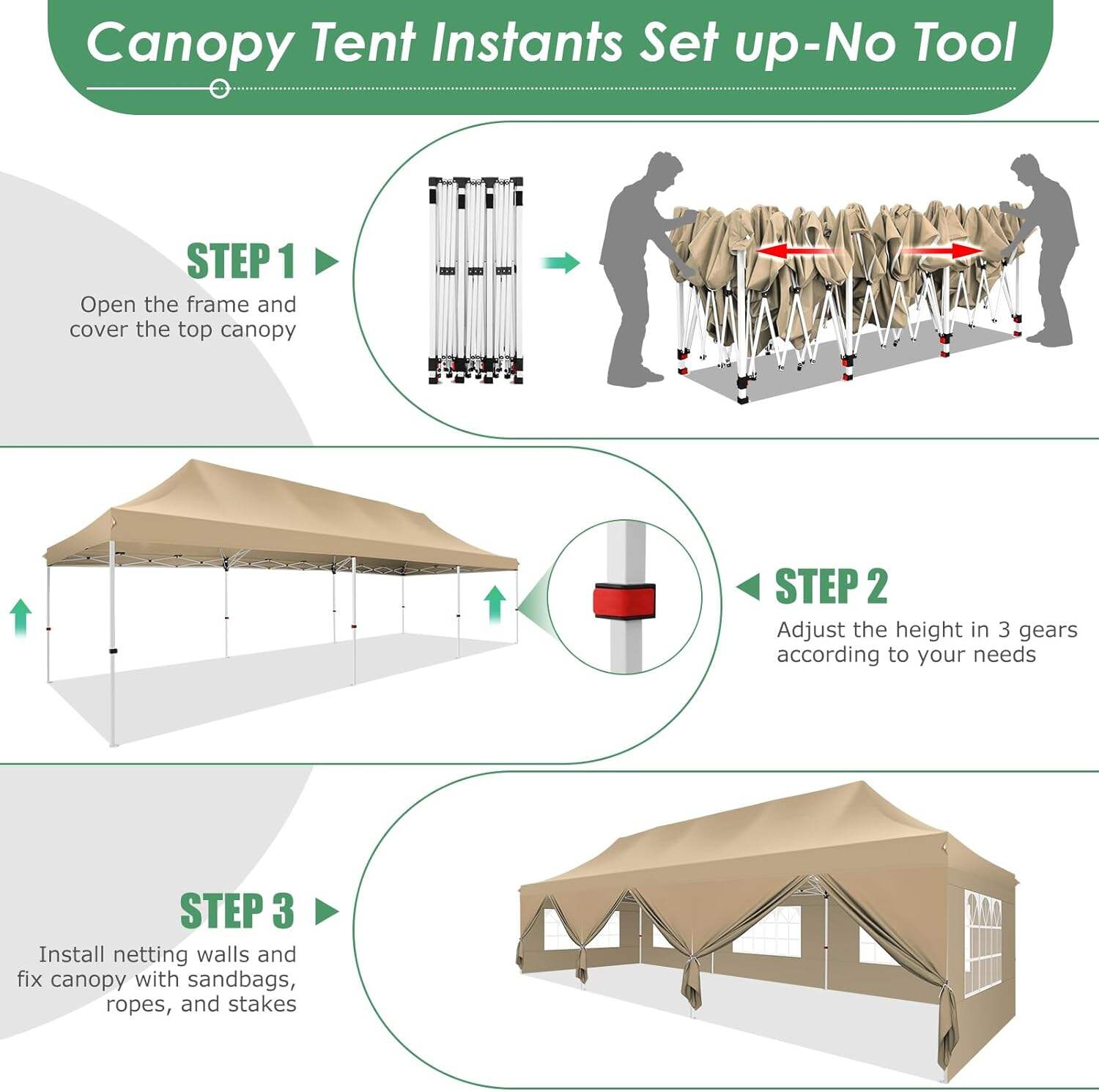 🔥[Hot sale]🔥10x20Pop up Canopy Tent with 6 sidewalls Commercial Heavy Duty Canopy UPF 50+ All Weather Waterproof Outdoor Wedding Party Tents mysite