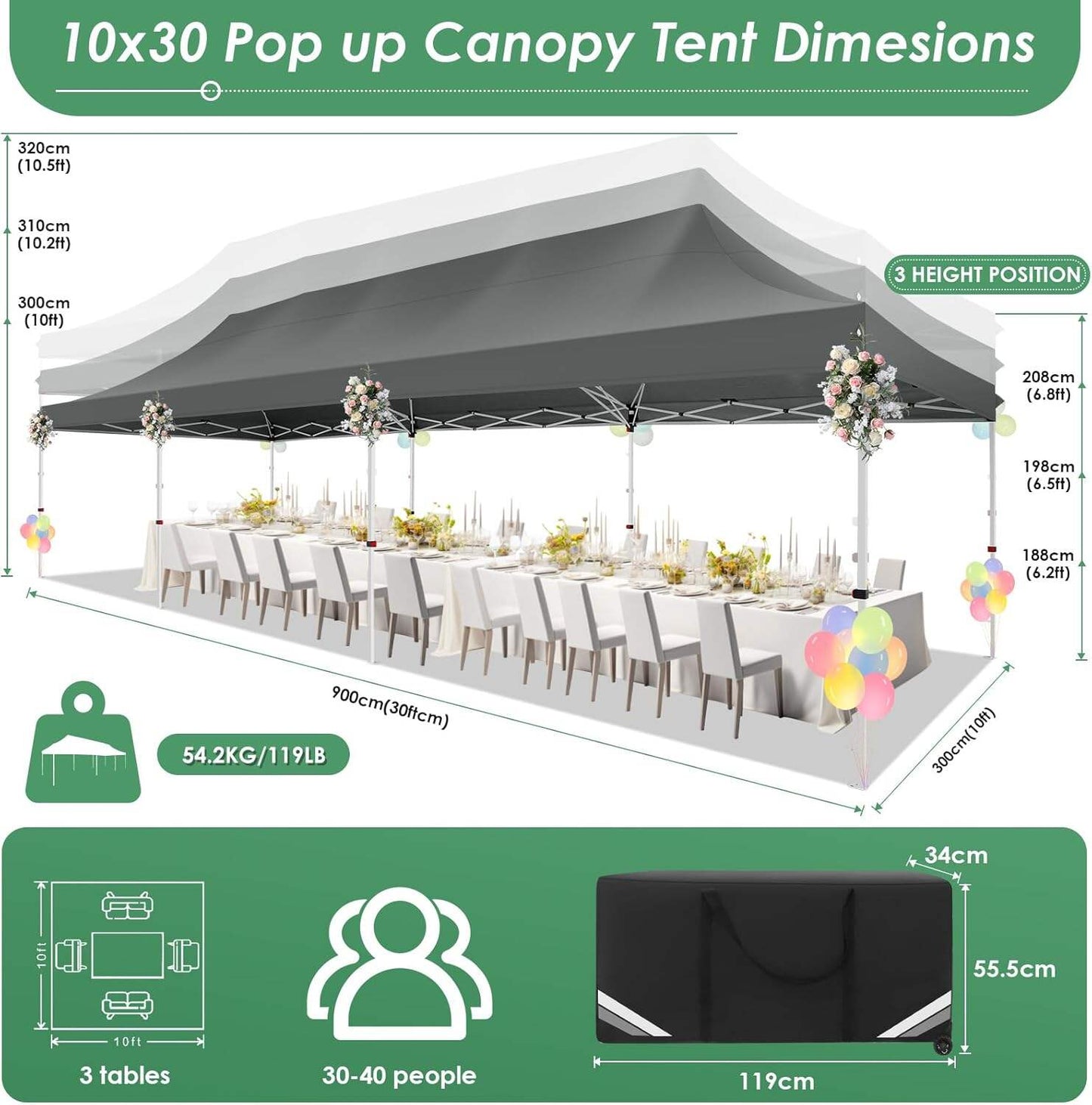 🔥[Hot sale]🔥10x20Pop up Canopy Tent with 6 sidewalls Commercial Heavy Duty Canopy UPF 50+ All Weather Waterproof Outdoor Wedding Party Tents mysite