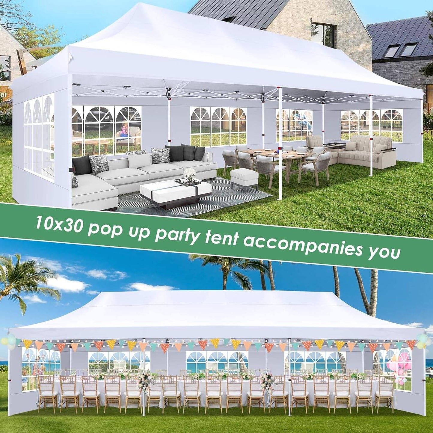 🔥[Hot sale]🔥10x20Pop up Canopy Tent with 6 sidewalls Commercial Heavy Duty Canopy UPF 50+ All Weather Waterproof Outdoor Wedding Party Tents mysite