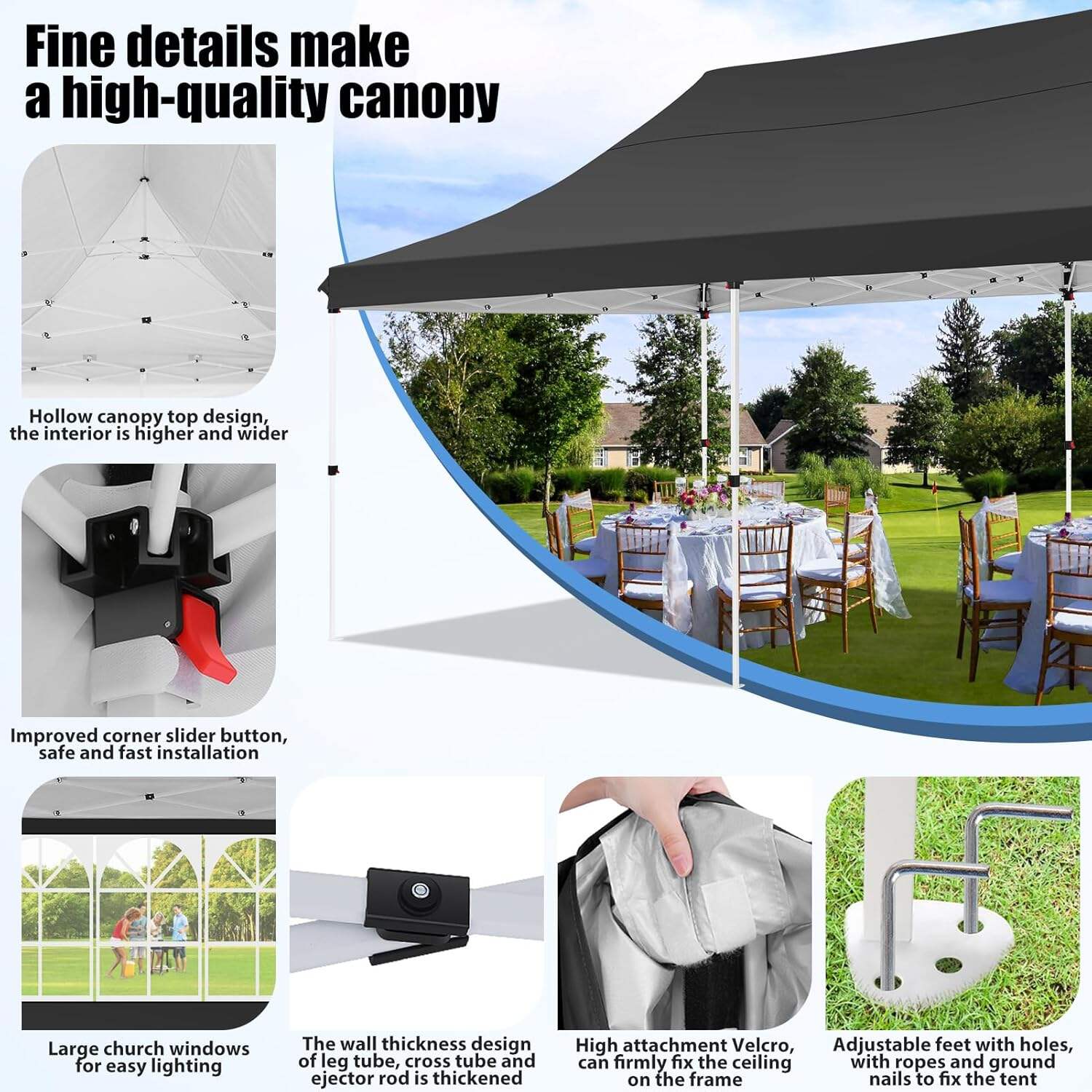 🔥[Hot sale]🔥10x20Pop up Canopy Tent with 6 sidewalls Commercial Heavy Duty Canopy UPF 50+ All Weather Waterproof Outdoor Wedding Party Tents mysite
